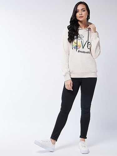 Image of Modeve Women Printed Hooded Sweatshirt for Winter