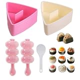 YALiya 5 piezas Triangular Molde Onigiri, Onigiri Molde, Incluye 2 Moldes Triangulares para Sushi, 2 Onigiri Molde y 1 Cuchara Arroz, para Hacer tú Mismo en la Cocina, Restaurante, Acampada Familiar