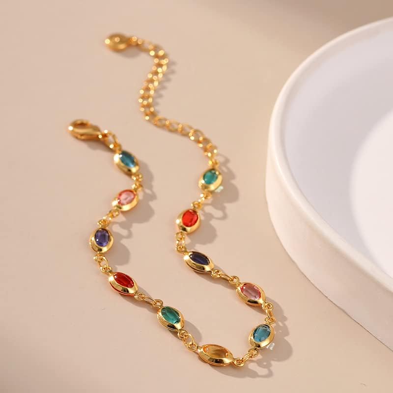Gold Round Turquoise Beaded Bracelets18K Gold Plated Handmade Cute Bracelet for Women - Image 2