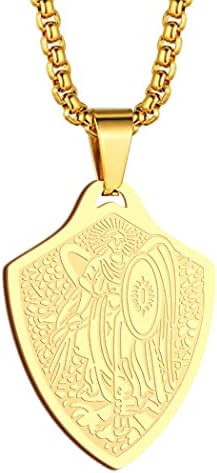 St Christopher Necklace Saint Michael George Barbara Pendant Women Men The Seal of The Seven Archangels Charm Chain Religious Medal Medallion Disc Jewelry Christian Gift