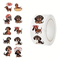 CAA Trading™ Roll of 500 Adorable Dachshund Dog Stickers Breed Hot Dog Sausage Cute (500 Stickers)