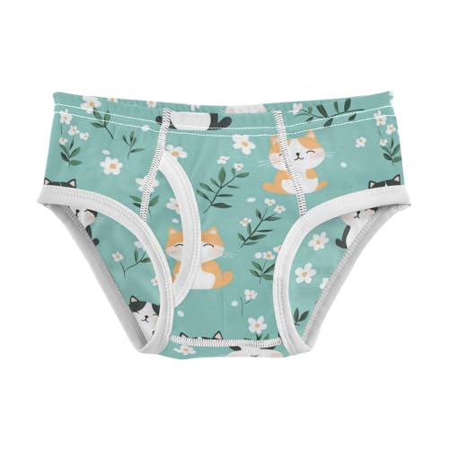 Wusikd Cute Cat Flower Boys' Underwear Cotton Green Boys Briefs Soft Toddler Underwear 2T