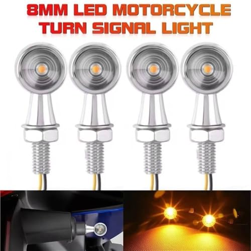 Lámpara ámbar intermitente cromada con luces de parada de 12V para moto 2