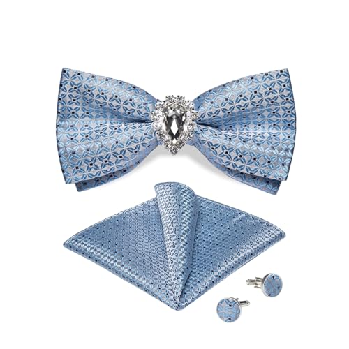 Set de pajarita y pañuelo de boda azul para hombre