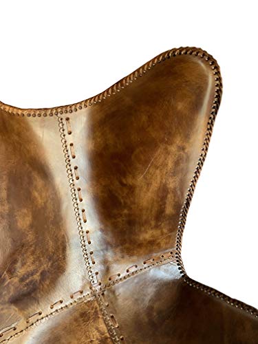 Shy Shy Brown Vintage Leather Arm Folding Chair/Genuine Antique Leather Butterfly Chair Home Décor/Handmade Chair (With Fold-Able Stand) - Camping-Hiking-Chairs #TOP5