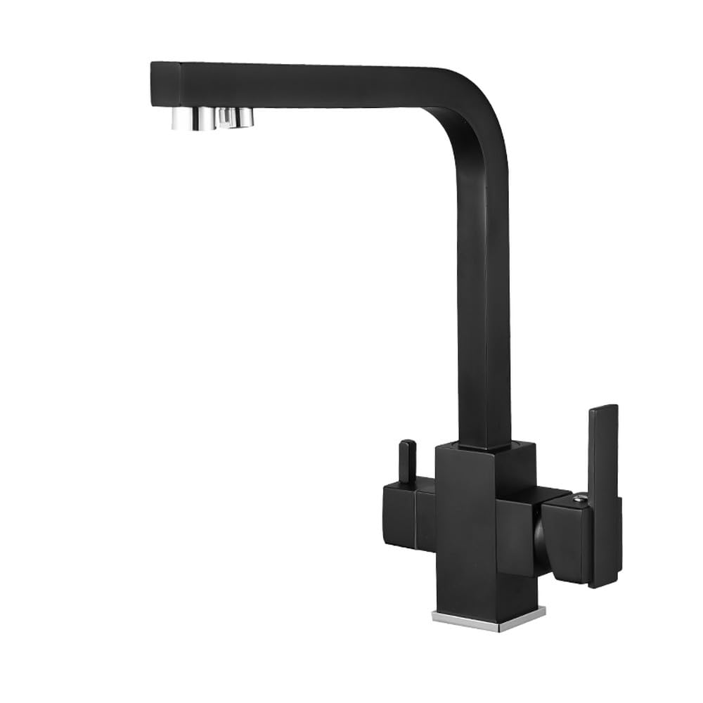 GLETSF Gold/Chrome Kitchen Faucet with Water Filter - Brass Mixer Tap for Drinking Water - Purify Kitchen Sink Tap - Stylish Design - Golden Nero Finish,Nero