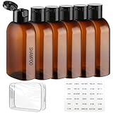 Eudomis 6PCS Leak Proof Travel Bottles Size Toiletries,100ml Travel Bottles for Toiletries,Reusable Small Travel Bottles,with Flip-Top and Label,Suitable for Toiletries/Camping/Travel (Brown)