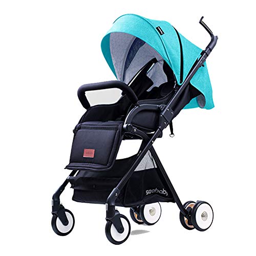 XUE Cochecito de bebé, Alto Paisaje portátil Amortiguador de Cuatro Ruedas bebé con Sistema de Seguridad de 5 Puntos y Multi-positon reclinable Asiento extendido Canopy fácil una Mano Pliegue