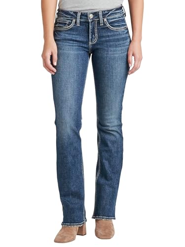 Silver Jeans Co. Women's Britt Low Rise Curvy Fit Slim Bootcut Jeans, Med Wash SDK394, 27W x 31L