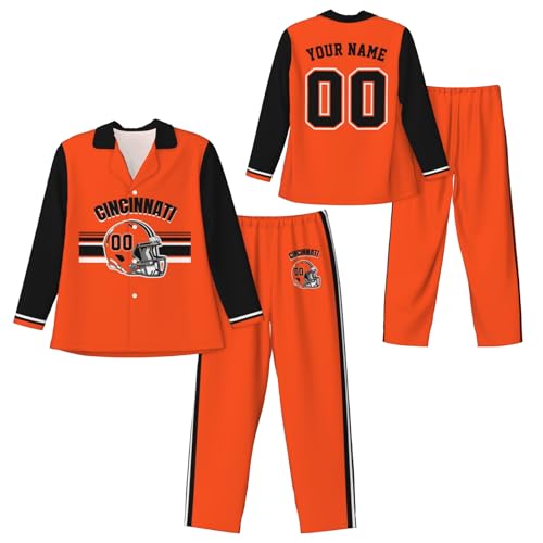 Personalized Pajamas Set Custom Pajama Pants Set with Name Number Customized Long Sleeve Pajamas for Women Men