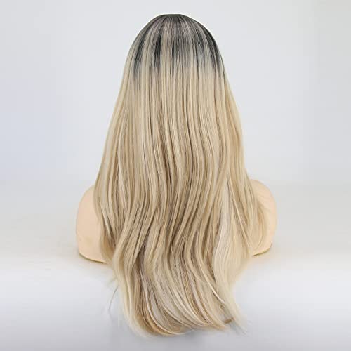 Towarm Ombre Blonde Wigs for Women Shoulder Length Layer Wig with Fringe Heat Resistant Short Bob Wavy Synthetic Wigs with Bangs (4/18/613) - Image 4