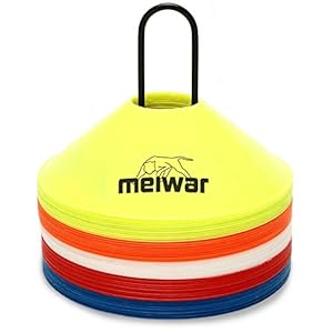 meiwar Fussball Hütchen – Markierungshütchen Set für Fußball Training | 50er Set oder 20er Set