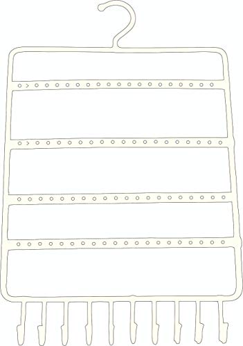 Image of Large Metal Jewellery Hanger Display Stand with 10 Hanging Hooks and 80 Earing Holes - (Ivory)