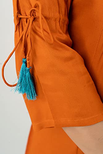 Image of DMP FASHION Women's Rayon Classic Heavy Embroidery Top with Beautifull Tassels at Front and on Both Sleeves