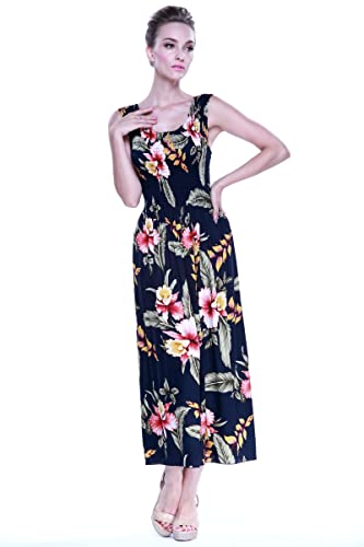 Image of Family Matching Hawaiian Clothes, Black Rafelsia | Lightweight 100% rayon • Family matching outfits • Beach vacations • Luaus • Cruises • Family photos