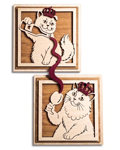 Tableaux bois 3D chats et vin pour masquer un mur vide avec humour et style