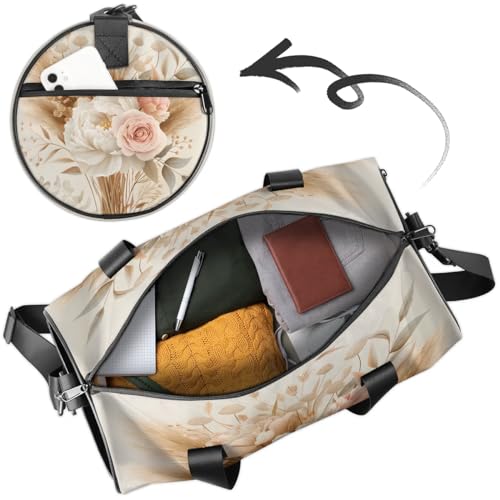 Flower Retro Travel Gym Bag Waterproof Sport Dance Bag for Women Men Portable Gymnastics Duffel Bags Canvas Tote Carry on Handbag for Workout Overnight Weekender2