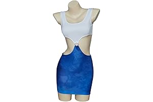 Pretty Sexy Vivian Costume Women Blue and White Tie Dye Cutout Dress...