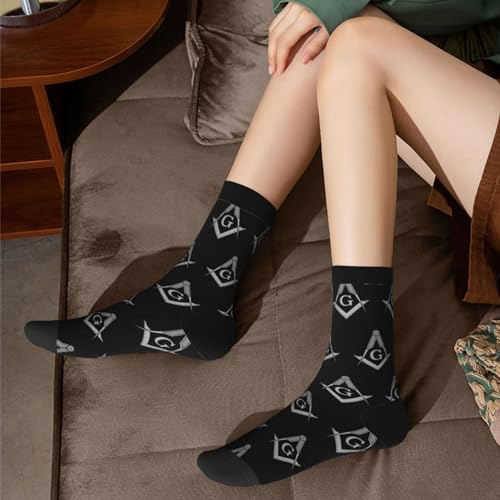 Masonic Square & Compasses Symbol Adult Cotton Crew Socks Men Sock Casual Socks Women Sock 6