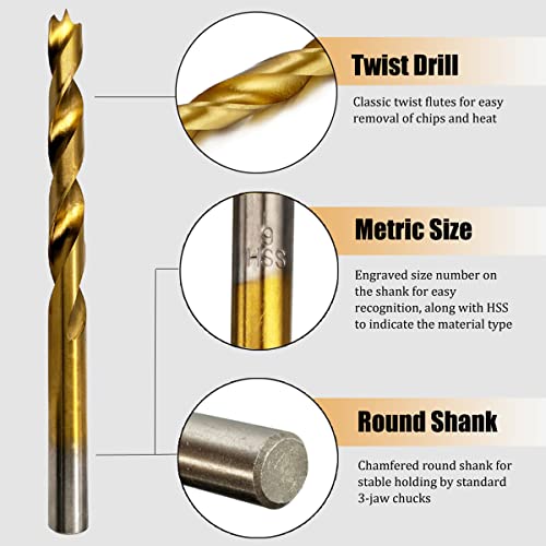 Hymnorq Brad Point Wood Drill Bits 25Pc Set, Metric Size 1Mm-13Mm By 0.5Mm In Metal Case, Titanium Coated High-Speed Steel, Perfect For Diy Woodworking Carving Engraving Drilling #TOP2
