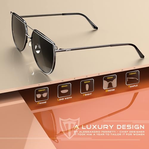 ATTCL Polarized Pilot Sunglasses for Women Large Metal Frame UV400 Protection Sunnies4