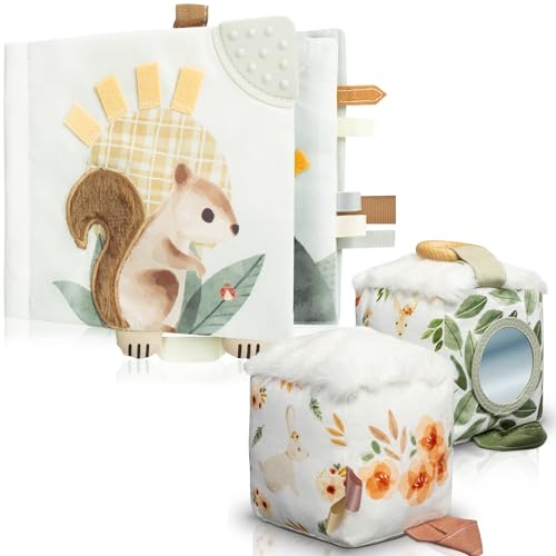 Image of ZICOTO Soft Baby Book and Toy Block Bundle - Cute Sensory Toys for Babies 0-3 Months