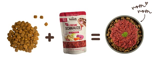 Bosch Freshe Schnauze - Erdig rotes Ackergemüse 8 x 200 g | Topping für Hundefutter | Für Trockenfutter und Nassfutter geeignet | mit frischer Rote Bete, Karotten, Kartoffeln & Hagebutten