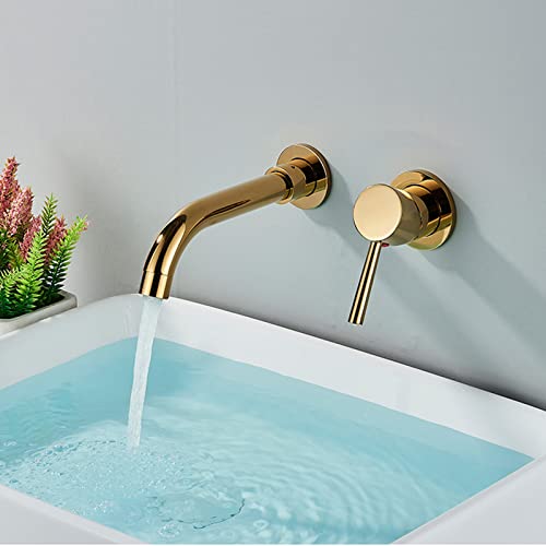 Robinet mitigeur d'évier chaud et froid mural or salle de bain