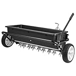 VEVOR Tow Behind Lawn Spreader with Aeration Spikes, 32 in Spreading Width, Broadcast Spreader with Universal Hitch, Garden Seeder & Soil Aerator with 100lbs Capacity & 10 in Tires for ATVs UTVs