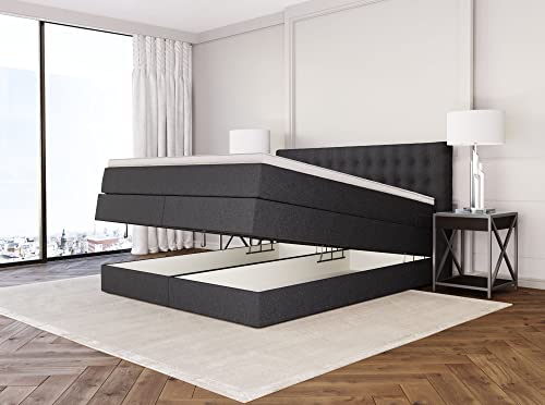 Betten Jumbo King Boxspringbett 180x200 cm mit Bettkasten 7-Zonen TFK...