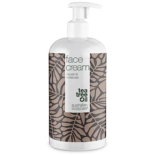 Face Cream 500 ml | Crema hidratante facial para piel grasa y con espinillas, granos y acné | Con aceite de árbol del té australiano de y 100% puro