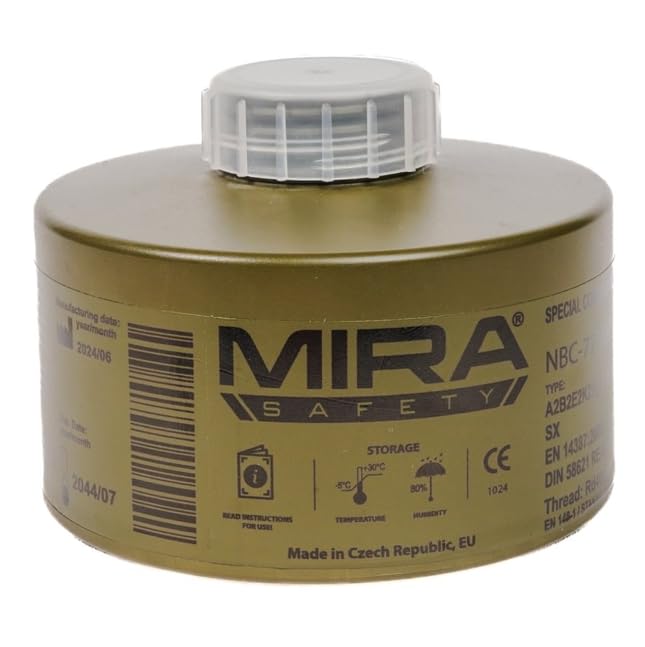 MIRA Safety – NBC-77 SOF Ranger Green – Single 40mm Gas Mask Filter – Special Combined CBRN Respirator Filter – NATO Standard Size (40mm x 1/7")