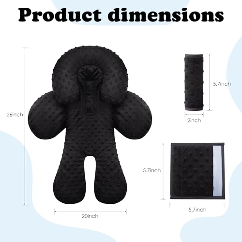Image of Pro Goleem Infant Car Seat Insert, Baby Head Neck Body Support, Soft Minky Newborn Car Seat Strap Pads, 2-in-1 Reversible, Boys and Girls, Black