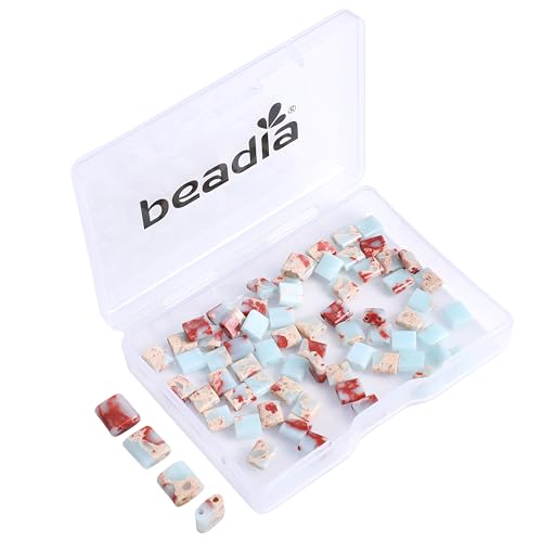 Beadia Natural Shoushan Stone Tila Beads 5x5mm Square 2-Hole Spacer Beads for DIY Bracelet Earring Making 15/Strand