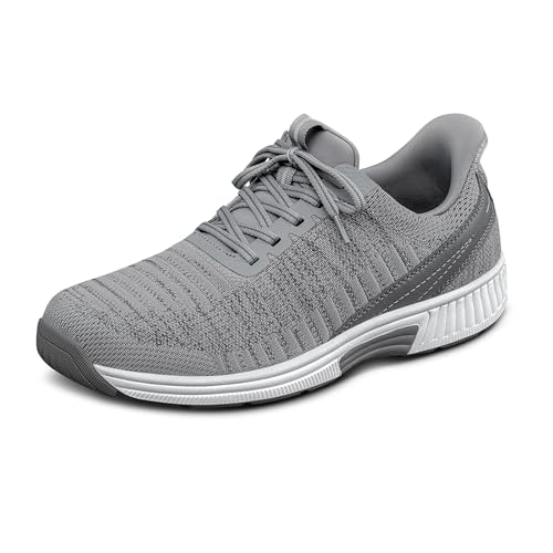 Orthofeet Men's Orthopedic Grey Knit Yari Hands-Free Sneakers, Size 10.5 Wide
