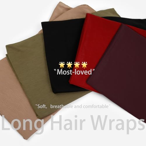WOVOWOVO 5 Packs Head Wraps for Black Women Stretch Turban Headwraps Scarf Hair Wraps4