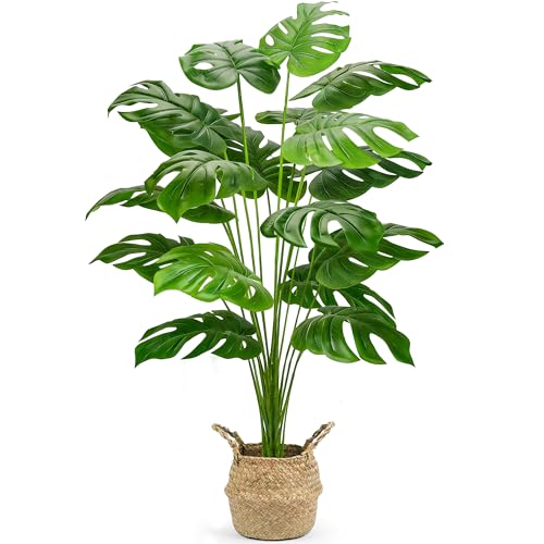 Der Rose 44" Tall Fake Plants with Basket Large Artificial Monstera Plants Indoor, Easy Assembly Faux Tree for Outdoor Office Living Room Bedroom Home Apartment Decor