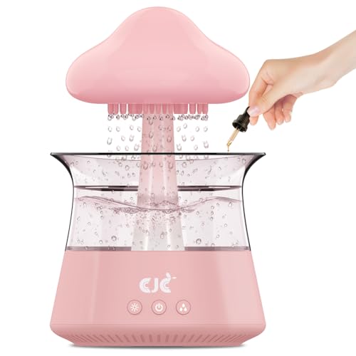 Image of cjc Humidifiers for Bedroom, 7 Color-Changing Led Night Lights, Aromatherapy Essential Oil Diffusers, Bedside Mushroom Water Drip Cloud Diffuser Adjustable-Auto-Shut Off (CH06-Pink)