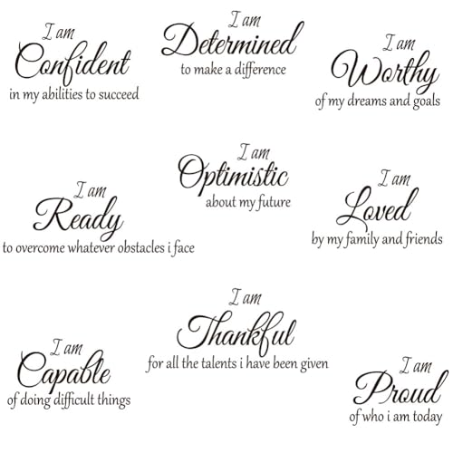 9 Pcs Inspirational Quotes Wall Stickers Decor Black Motivational Wall Decal Stickers Art Peel and...