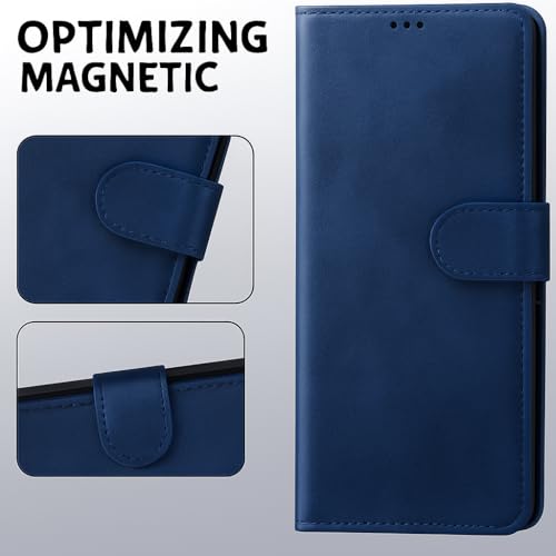 Image of Cover for Vivo T5x 5G / Y51 Pro 5G / iQOO Z11x 5G, Wallet Style, Leather Finish, Magnetic Closure, Inbuilt Stand, Card Pocket (Blue)