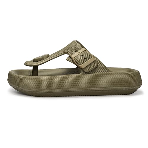 FUNKYMONKEY Thong Sandals Adjustable Buckle EVA Thick-Soled Flip Flops for Women and Men2