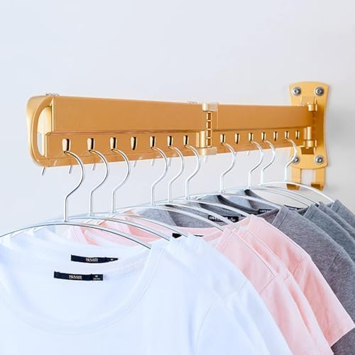Wall Mounted Clothes Airers Indoor Strong Folding, Retractable Wall Hung Clothes Drying Rack, Space-Saver Drying Rack Clothing Foldable for Balcony, Laundry, Bathroom, B