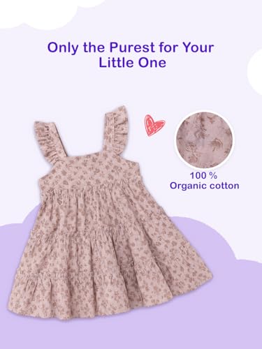 Image of Kidbea Organic Cotton Girls Sleeveless Ruffle Strap Ditsy Floral Tiered Dress | Ultra-Soft & Comfortable Summer Frock for Kids