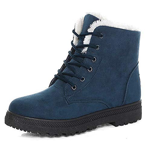 Alicegana Women Winter Boots Snow: Warm Cotton Fur Lined Winter Shoes Lace Up Comfortable Non Slip Ankle Platform Boots Outdoor