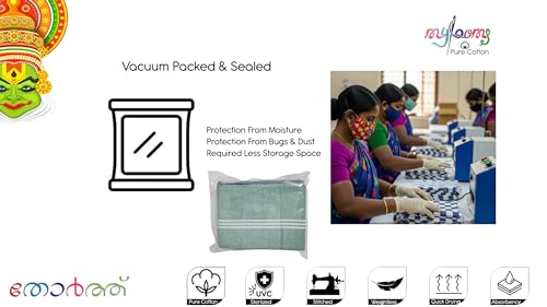 Image of End Finished UV Sterlized Kerala Bath Towel | Kerala Thorthu Mundu | White Colour Thin, Soft & Quick Driying | Pack of 2 (XL - 29'' x 58'' - Pack of 2)
