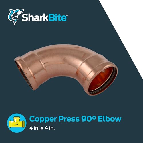 Image of SharkBite 4 x 4 Inch 90 Degree Elbow, Copper Press Plumbing Fitting, UPR02105