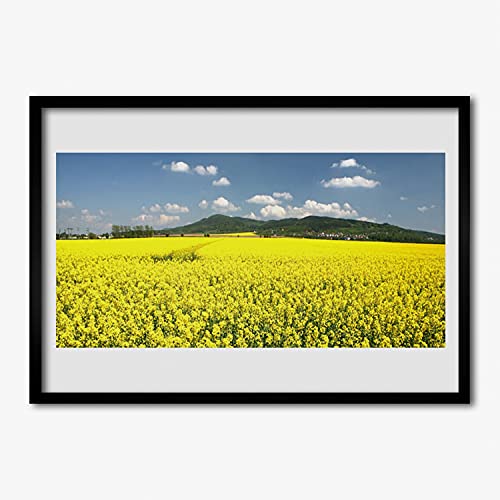 Affiche encadrée salon et chambre 70x50 cm, cadre MDF nature pour déco murale
