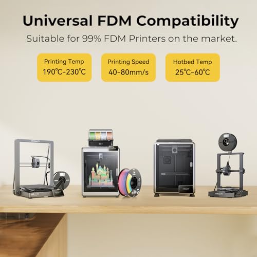 Image of Creality 3D Printer Filament 1.75mm, Rainbow PLA+ Filament No-Tangling Strong Toughness Vacuum Packaging Multi-Color 3D Printing PLA Filament Fit Most 3D Printers