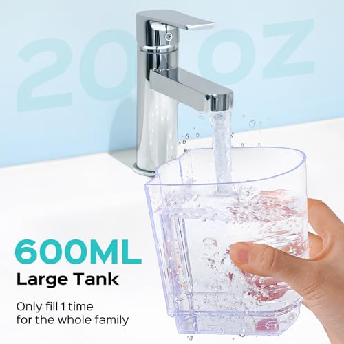 Image of COSLUS E2 Water Dental Flosser for Teeth Cleaning, Multi-User Family Use | 12 Pressure Settings & 2 Modes for Orthodontic, Braces, Sensitive, Patented Storage, 5 Jet Tips and 600ML Tank Home, Black