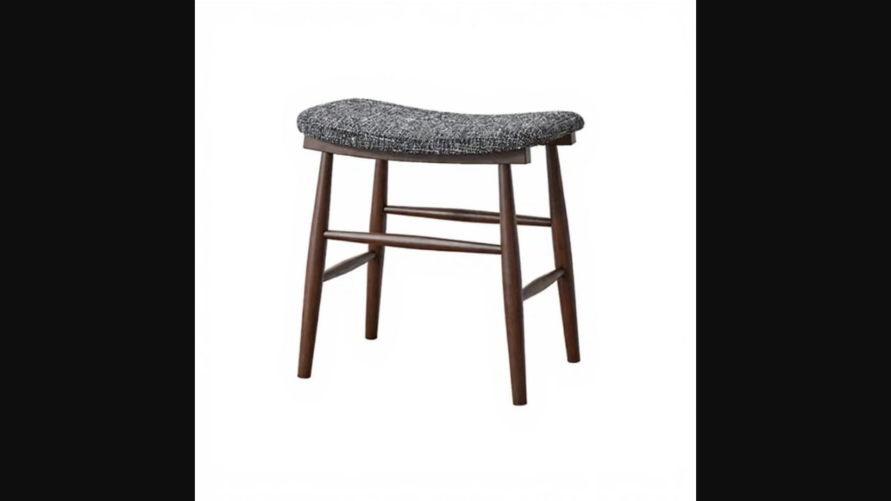 Enakshi® Sturdy Wood Vanity Stool, upholstered Square Ottoman, Suitable for Bedroom and entryway, Modern Nordic Design. Walnut Dark Gray|Home & Garden | Furniture | Sofas Loveseats & Chaises-image-39